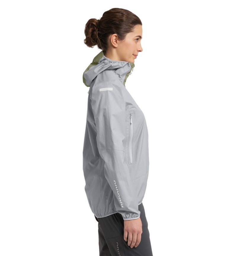 Women's Haglöfs L.I.M Proof Jacket Windbreaker Concrete / Green Canada | PH92-310