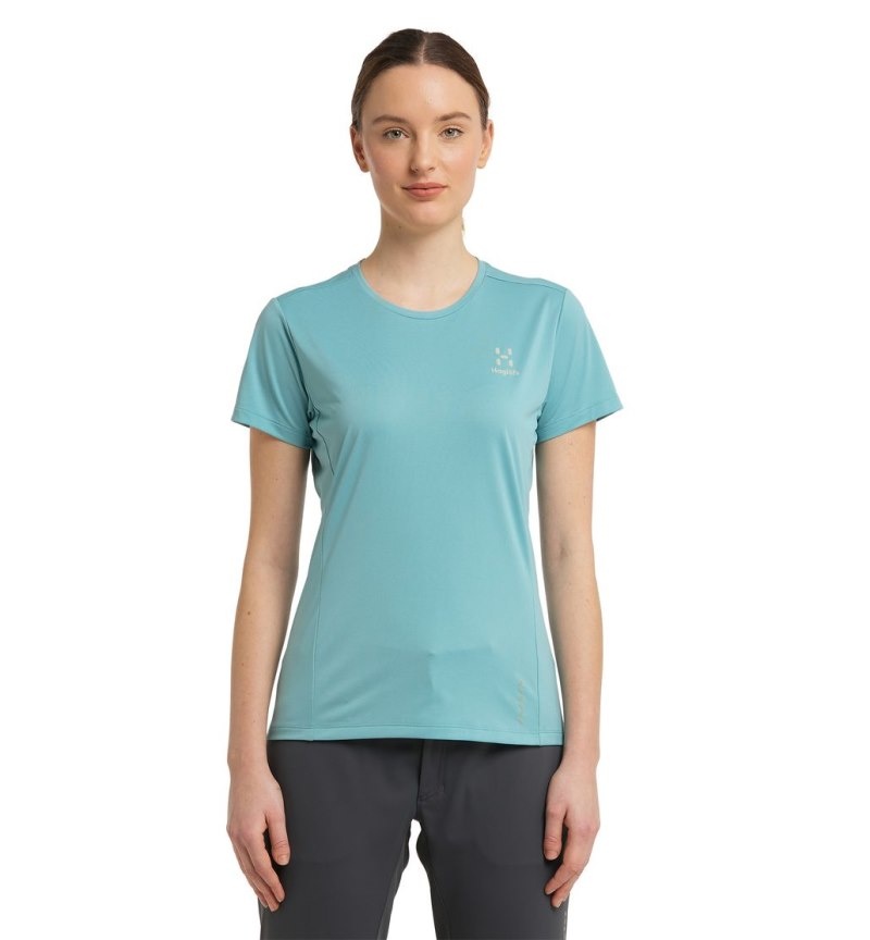 Women's Haglöfs L.I.M Tech Tee T Shirts Green Blue Canada | FB16-275