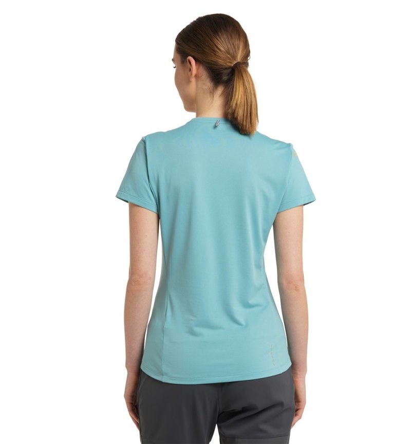 Women's Haglöfs L.I.M Tech Tee T Shirts Green Blue Canada | FB16-275