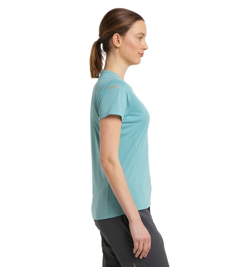 Women's Haglöfs L.I.M Tech Tee T Shirts Green Blue Canada | FB16-275