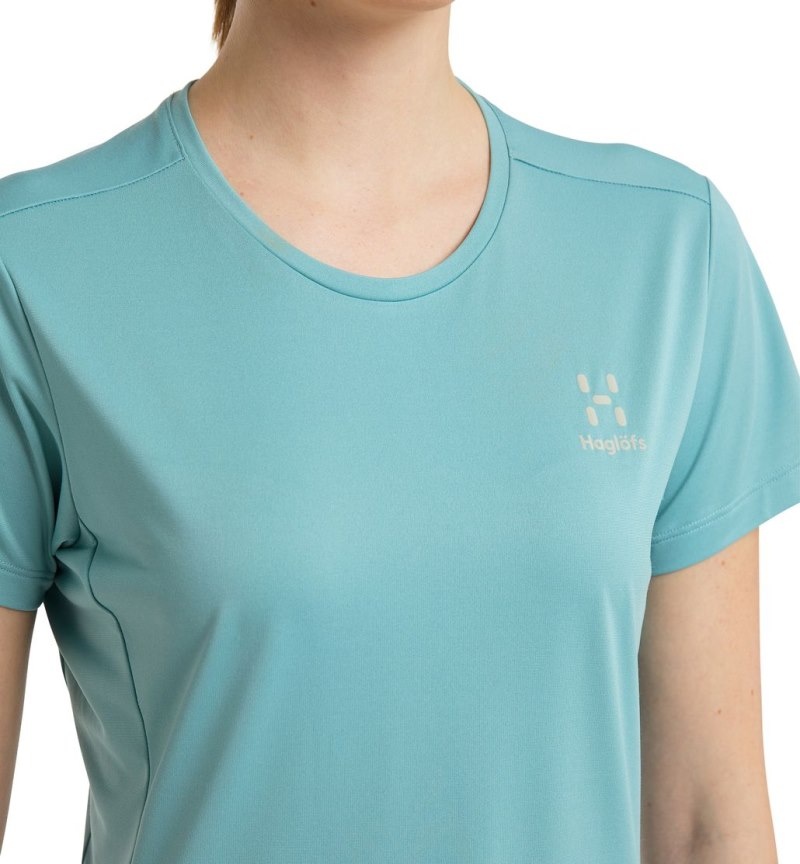 Women's Haglöfs L.I.M Tech Tee T Shirts Green Blue Canada | FB16-275