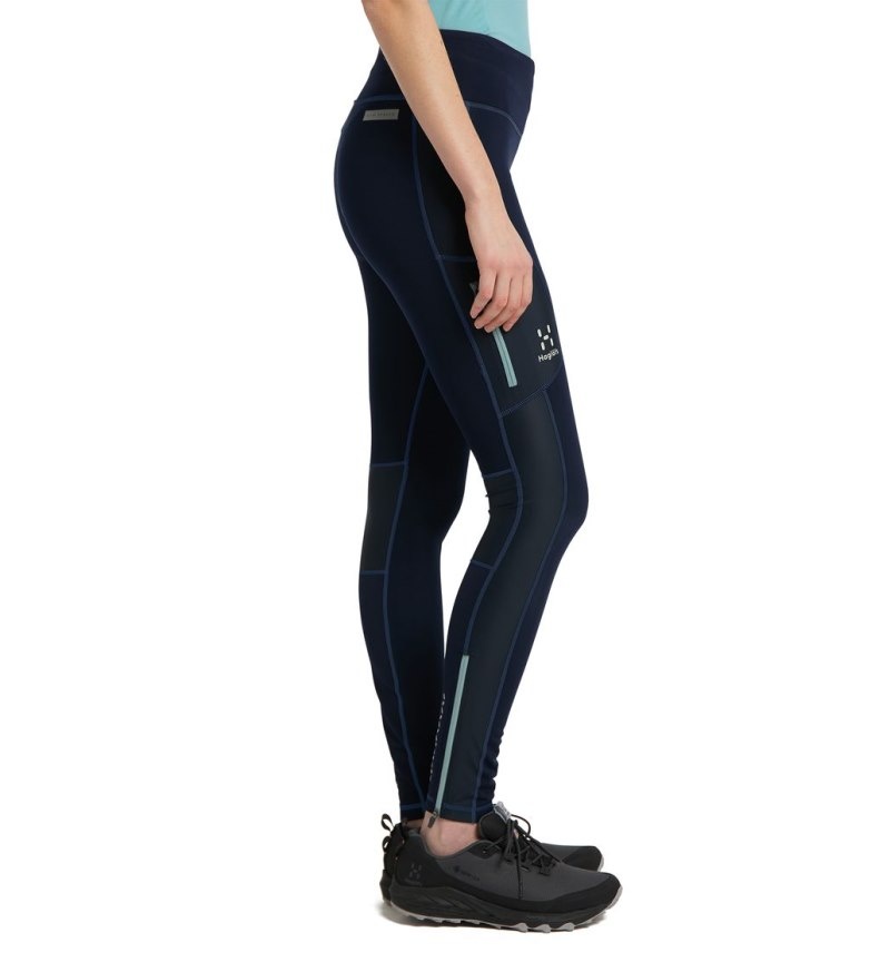 Women's Haglöfs L.I.M Winter Tights Hiking Trousers Blue / Green Blue Canada | OJ06-271