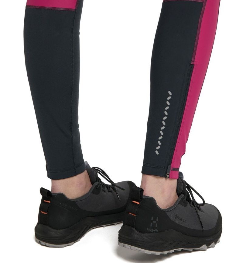 Women's Haglöfs L.I.M Winter Tights Hiking Trousers Magnetite / Pink Canada | HC61-773