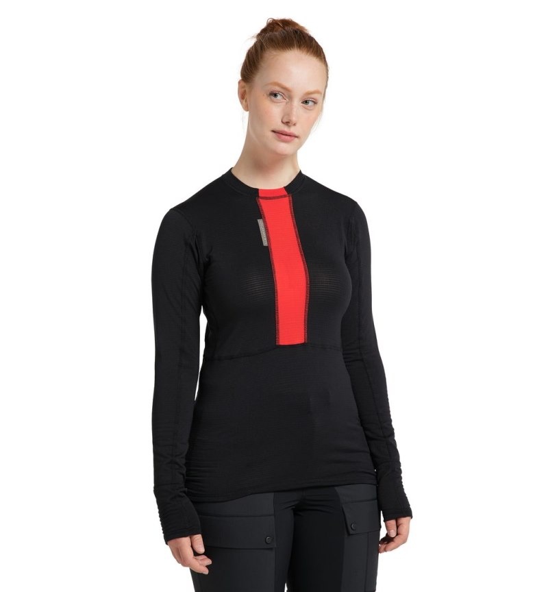 Women's Haglöfs L.I.M ZT Base Baselayers Black / Red Canada | BK96-533