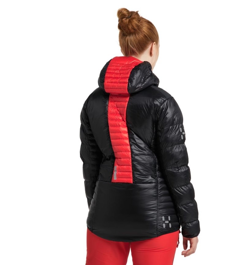 Women's Haglöfs L.I.M ZT Down Jacket Insulated Jackets Black / Red Canada | VN69-572