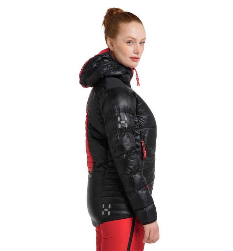 Women's Haglöfs L.I.M ZT Down Jacket Insulated Jackets Black / Red Canada | VN69-572