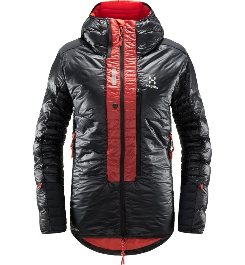 Women's Haglöfs L.I.M ZT Down Jacket Insulated Jackets Black / Red Canada | VN69-572