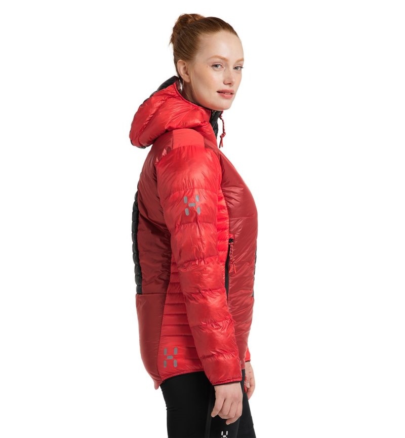 Women's Haglöfs L.I.M ZT Down Jacket Insulated Jackets Red / Black Canada | IZ28-640