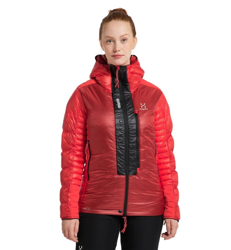 Women\'s Haglöfs L.I.M ZT Down Jacket Insulated Jackets Red / Black Canada | IZ28-640