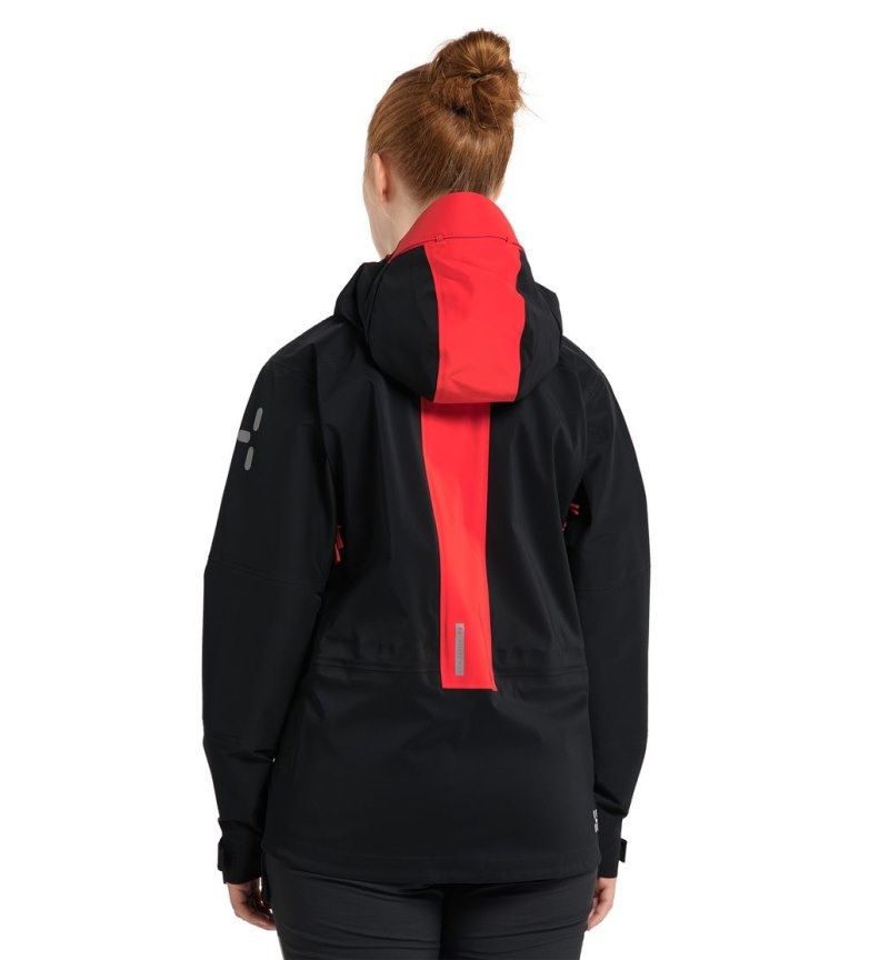 Women's Haglöfs L.I.M ZT Mountain GTX PRO Jacket Windbreaker Black / Red Canada | WB79-805