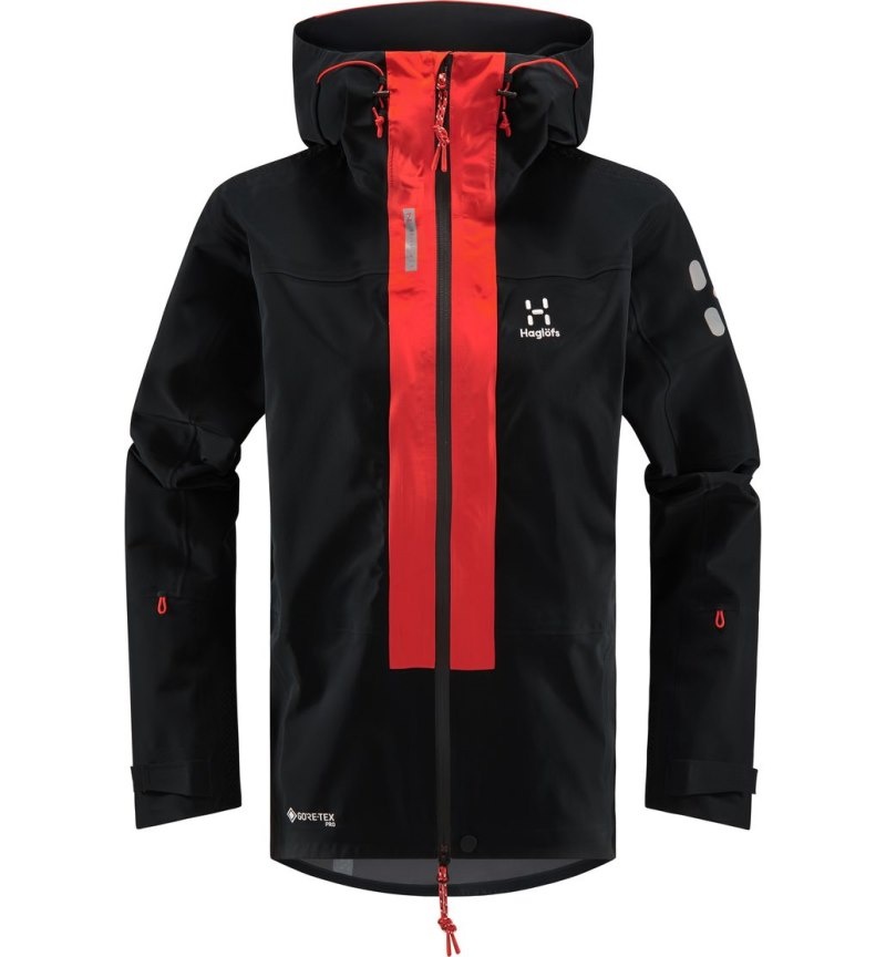 Women's Haglöfs L.I.M ZT Mountain GTX PRO Jacket Windbreaker Black / Red Canada | WB79-805