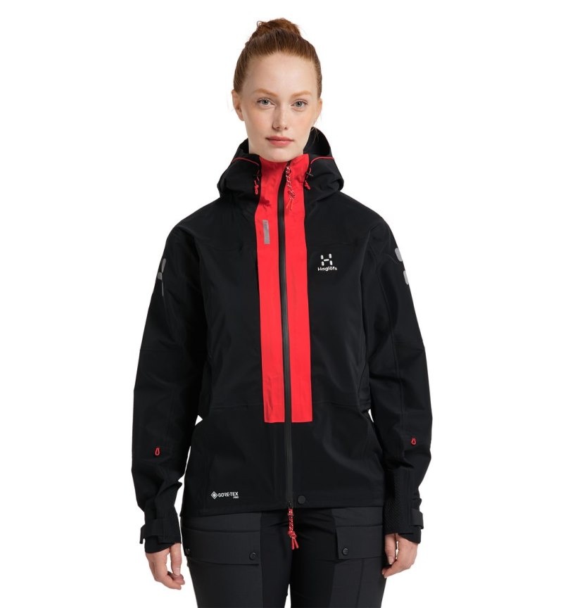 Women\'s Haglöfs L.I.M ZT Mountain GTX PRO Jacket Windbreaker Black / Red Canada | WB79-805