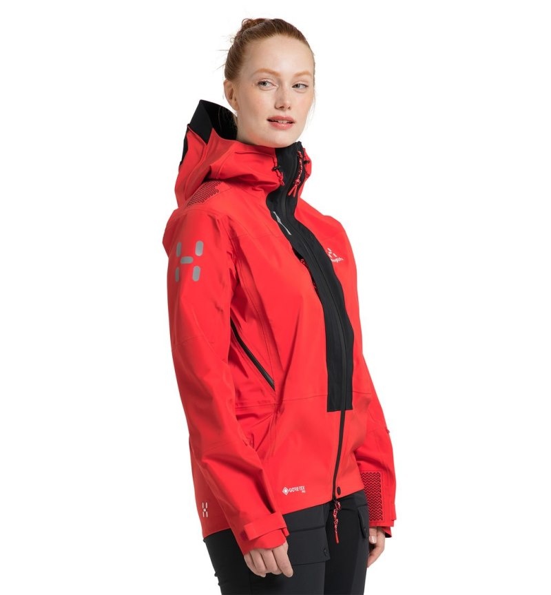 Women's Haglöfs L.I.M ZT Mountain GTX PRO Jacket Windbreaker Red / Black Canada | WH62-102