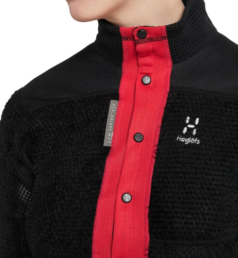 Women's Haglöfs L.I.M ZT Sync 2 Mid Jacket Fleece Jackets Black / Red Canada | PY25-175