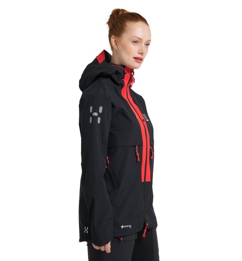 Women's Haglöfs L.I.M ZT Trek GTX PRO Jacket Windbreaker Black / Red Canada | PW48-327