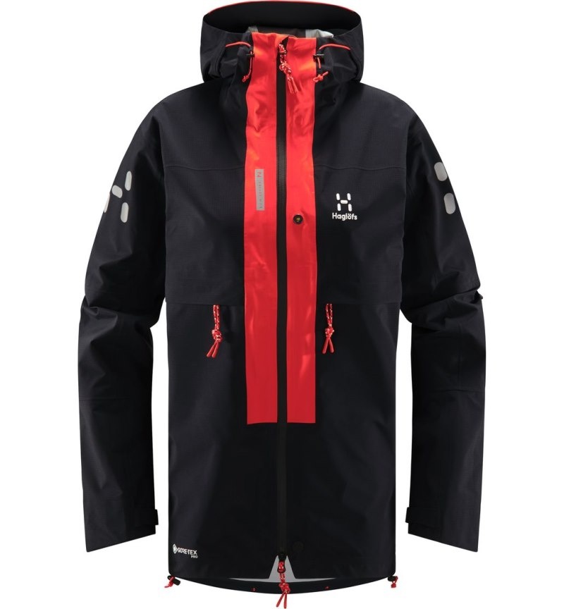 Women's Haglöfs L.I.M ZT Trek GTX PRO Jacket Windbreaker Black / Red Canada | PW48-327