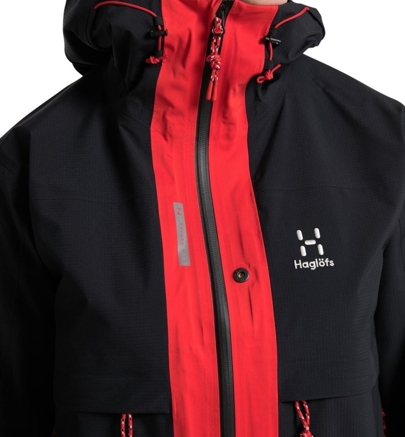 Women's Haglöfs L.I.M ZT Trek GTX PRO Jacket Windbreaker Black / Red Canada | PW48-327