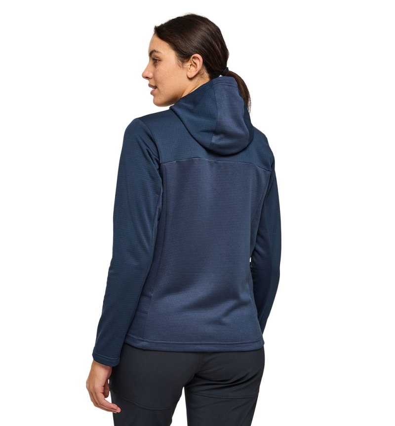 Women's Haglöfs Lark Mid Hood Fleece Jackets Blue Canada | AZ16-363