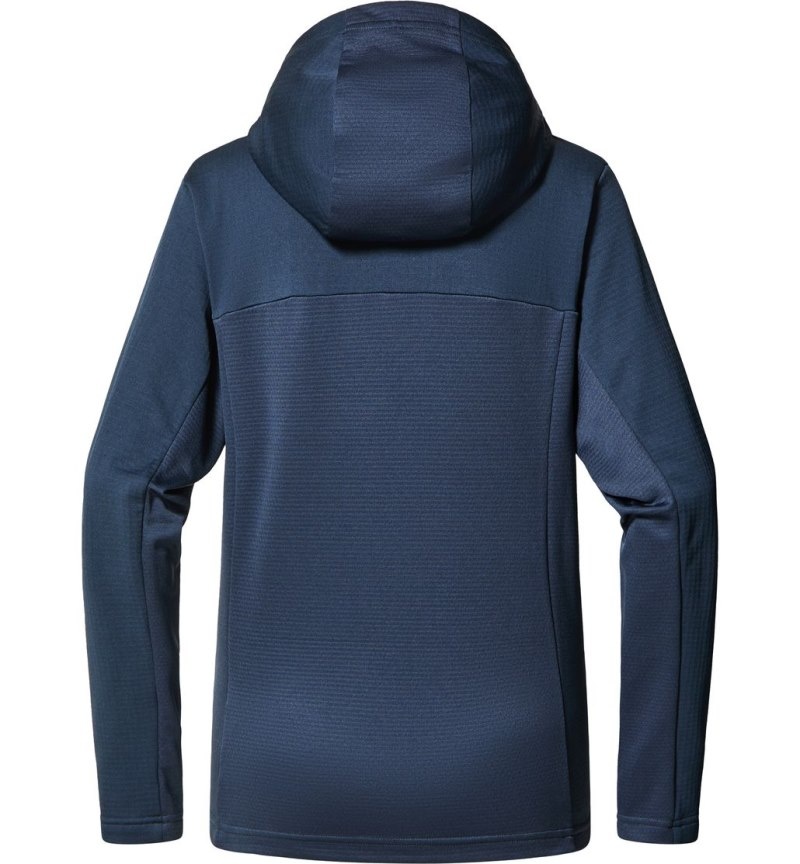 Women's Haglöfs Lark Mid Hood Fleece Jackets Blue Canada | AZ16-363