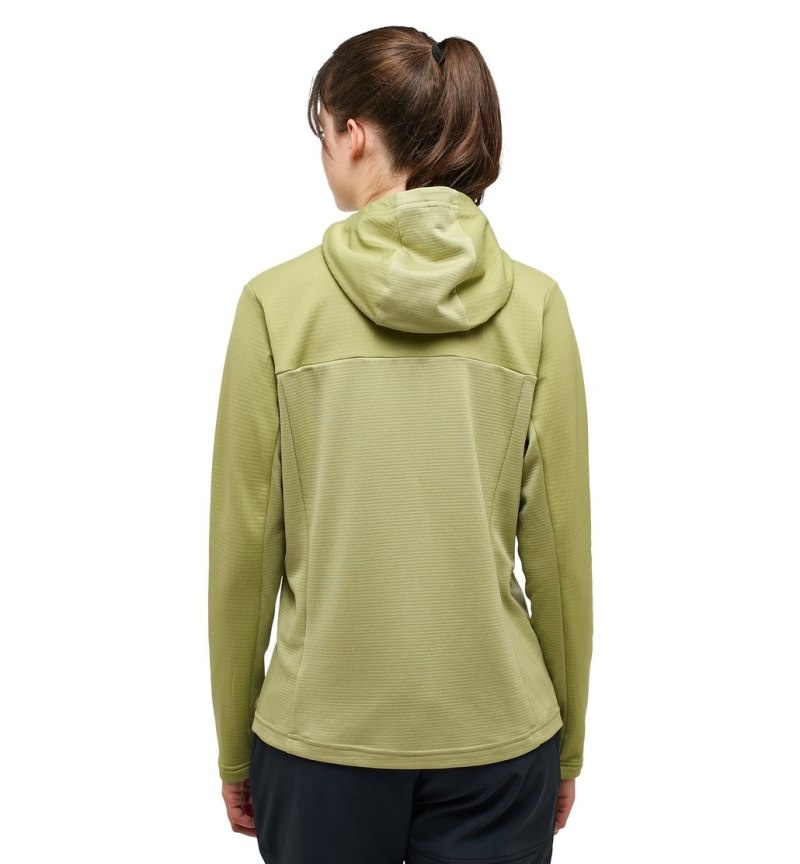 Women's Haglöfs Lark Mid Hood Fleece Jackets Green Canada | OI46-817