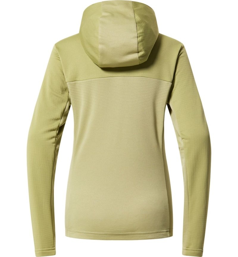 Women's Haglöfs Lark Mid Hood Fleece Jackets Green Canada | OI46-817