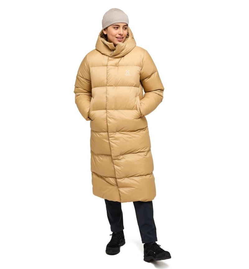 Women's Haglöfs Long Down Parka Insulated Jackets Beige Canada | VG54-154