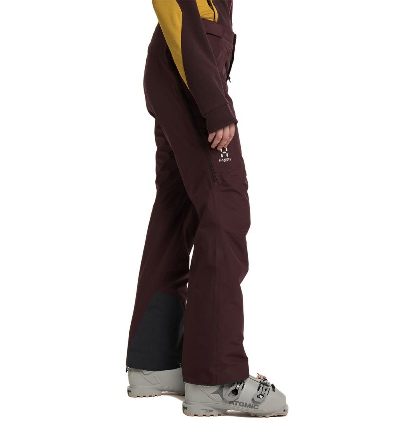 Women's Haglöfs Lumi Form Pant Waterproof Trousers Burgundy Brown Canada | ZA57-709