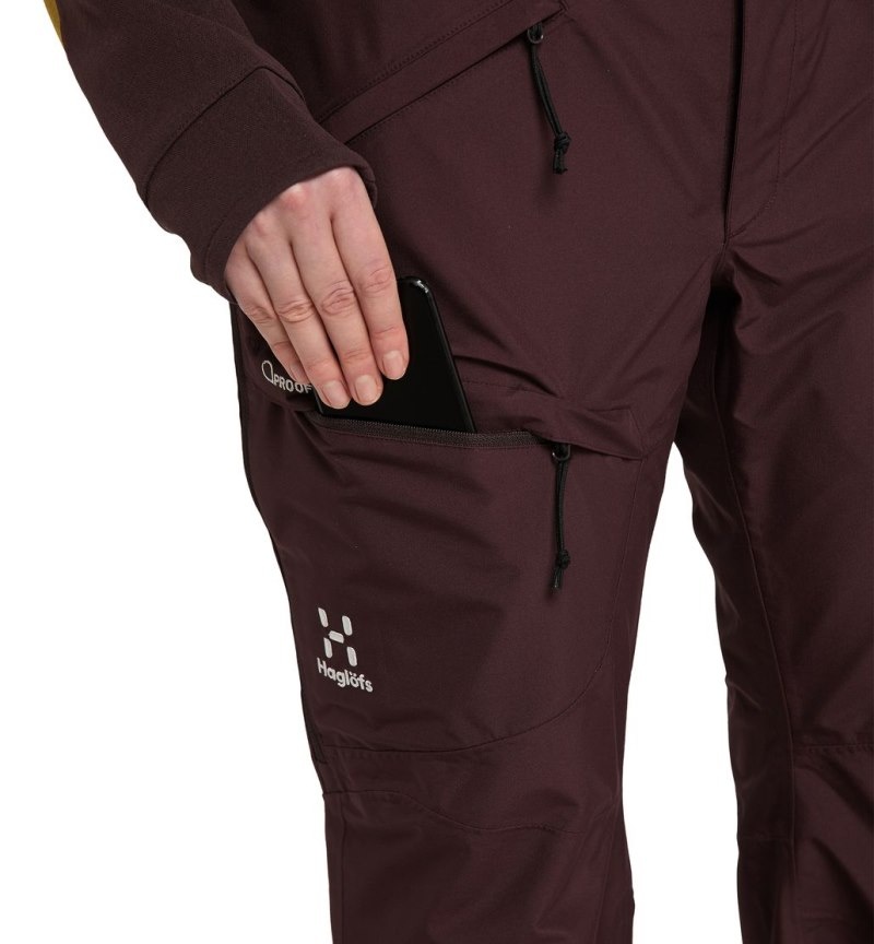 Women's Haglöfs Lumi Form Pant Waterproof Trousers Burgundy Brown Canada | ZA57-709