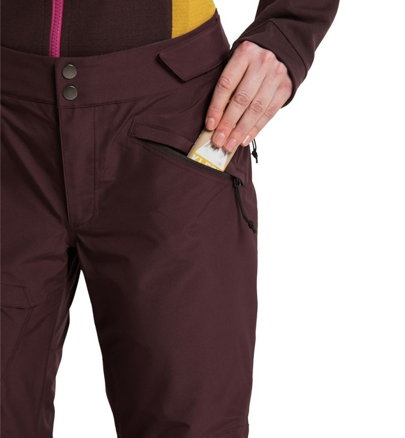 Women's Haglöfs Lumi Form Pant Waterproof Trousers Burgundy Brown Canada | ZA57-709