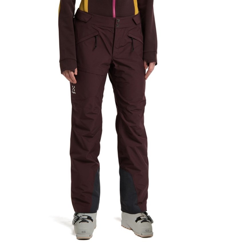 Women\'s Haglöfs Lumi Form Pant Waterproof Trousers Burgundy Brown Canada | ZA57-709