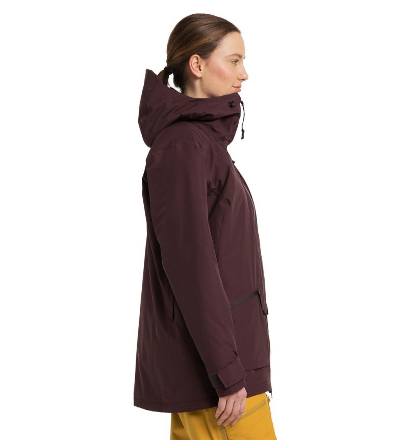 Women's Haglöfs Lumi Insulated Parka Waterproof Jackets & Raincoats Burgundy Brown Canada | VU72-434