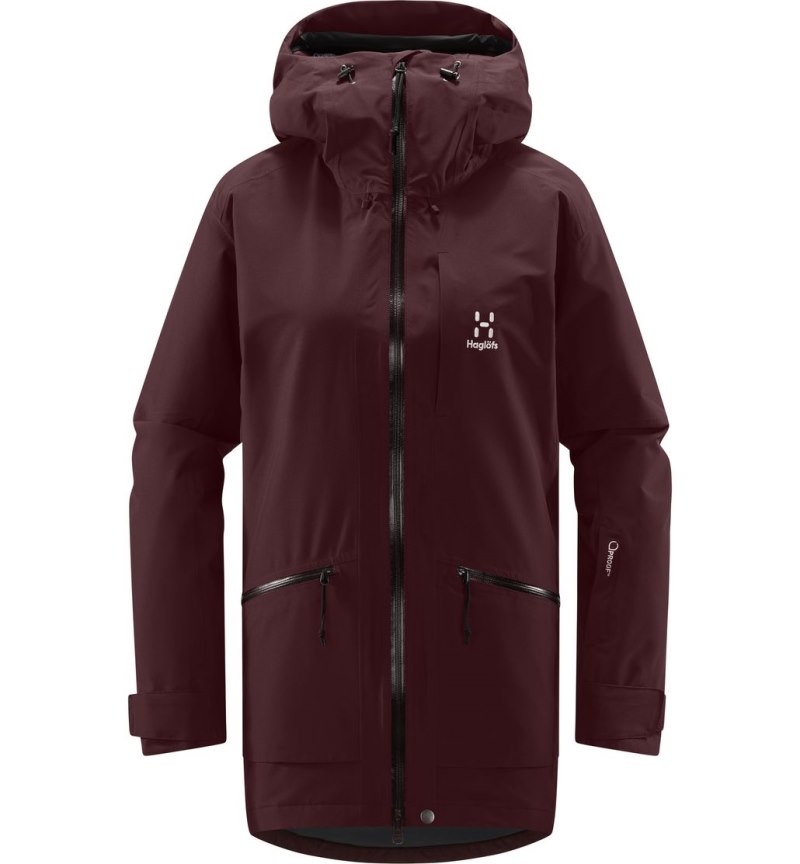 Women's Haglöfs Lumi Insulated Parka Waterproof Jackets & Raincoats Burgundy Brown Canada | VU72-434