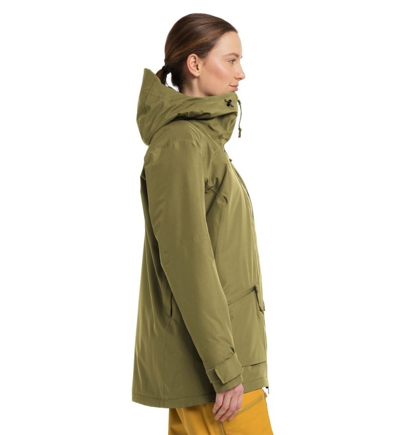 Women's Haglöfs Lumi Insulated Parka Waterproof Jackets & Raincoats Olive Green Canada | ZF94-279