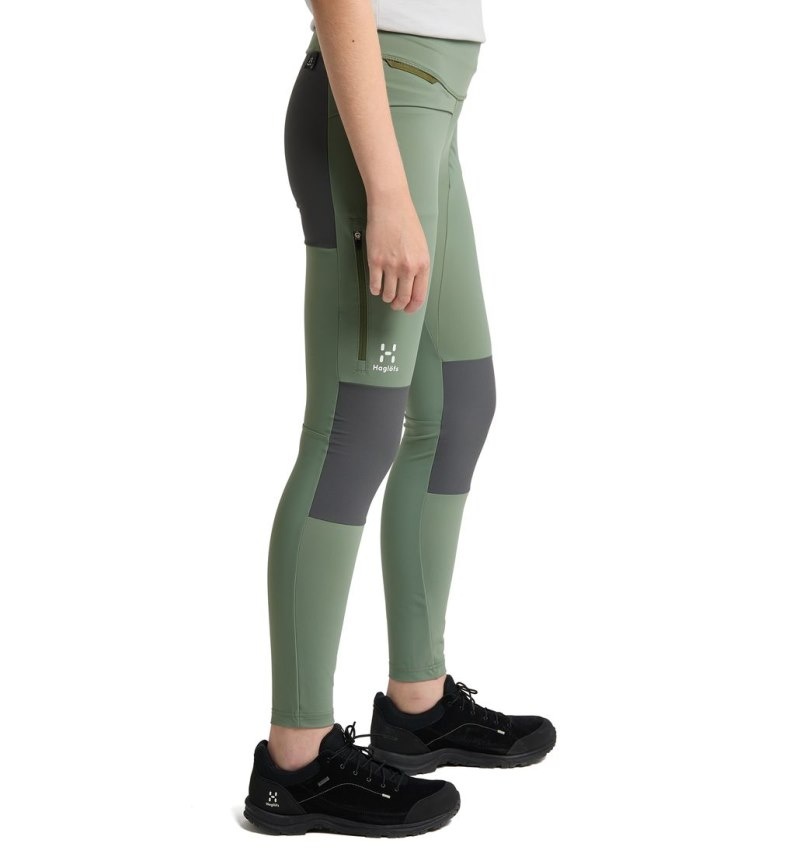 Women's Haglöfs Luna Tights Hiking Trousers Olive Green / Magnetite Canada | UU40-948