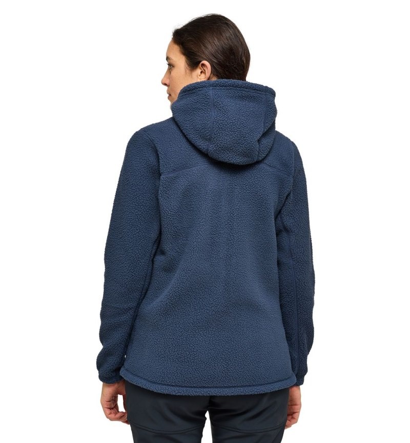 Women's Haglöfs Malung Pile Hood Fleece Jackets Blue Canada | DD48-126