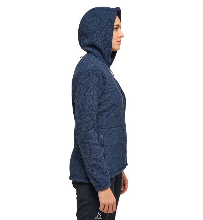 Women's Haglöfs Malung Pile Hood Fleece Jackets Blue Canada | DD48-126