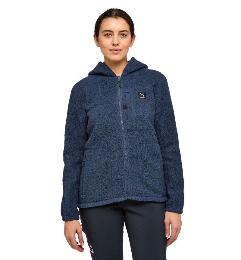 Women\'s Haglöfs Malung Pile Hood Fleece Jackets Blue Canada | DD48-126