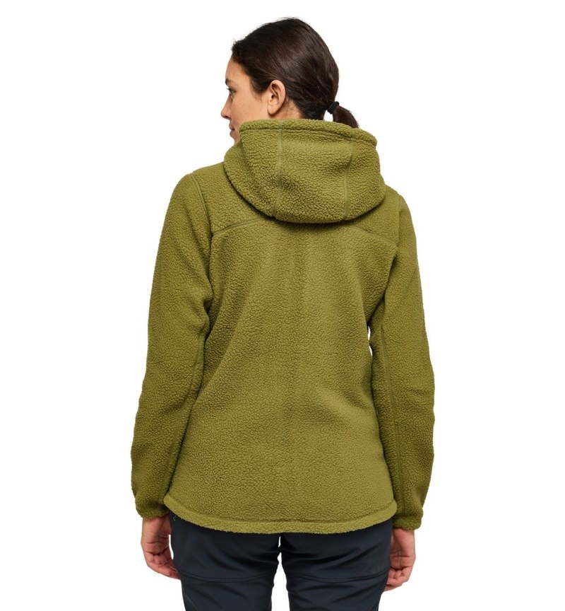 Women's Haglöfs Malung Pile Hood Fleece Jackets Olive Green Canada | JT46-639