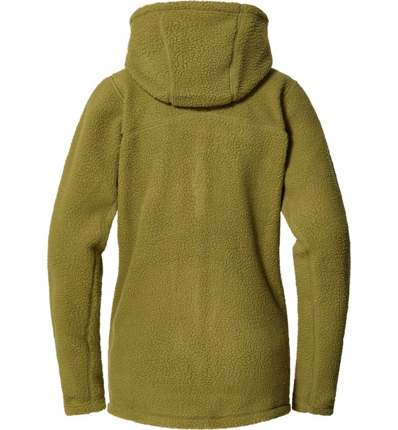 Women's Haglöfs Malung Pile Hood Fleece Jackets Olive Green Canada | JT46-639