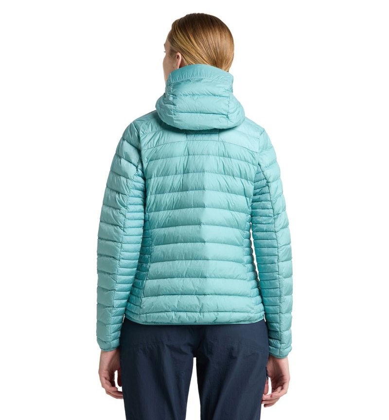 Women's Haglöfs Micro Nordic Down Hood Insulated Jackets Green Blue Canada | XH31-557