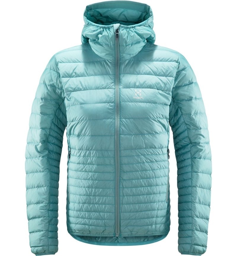 Women's Haglöfs Micro Nordic Down Hood Insulated Jackets Green Blue Canada | XH31-557