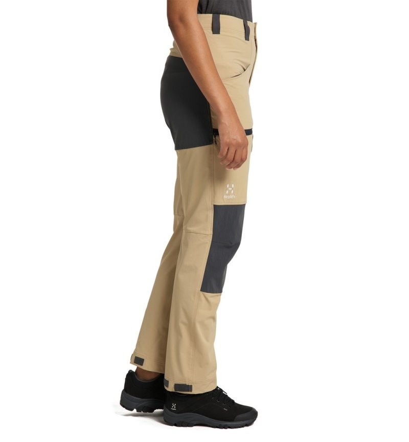 Women's Haglöfs Mid Relaxed Pant Hiking Trousers Beige / Magnetite Canada | GY27-954