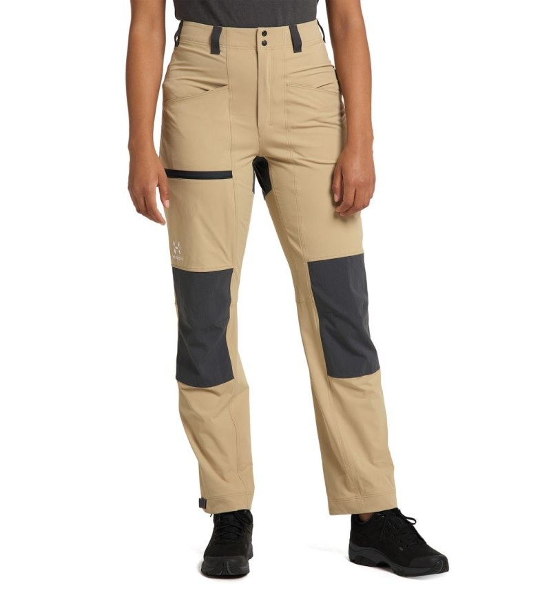 Women\'s Haglöfs Mid Relaxed Pant Hiking Trousers Beige / Magnetite Canada | GY27-954