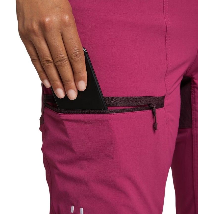 Women's Haglöfs Mid Relaxed Pant Hiking Trousers Deep Pink / Aubergine Canada | SW84-720