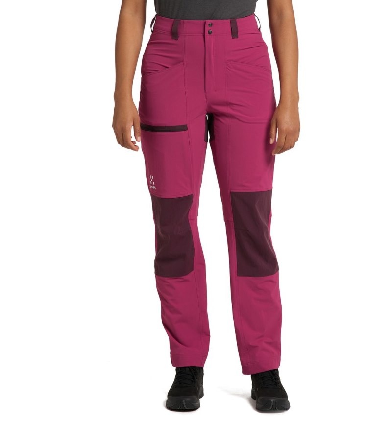 Women\'s Haglöfs Mid Relaxed Pant Hiking Trousers Deep Pink / Aubergine Canada | SW84-720