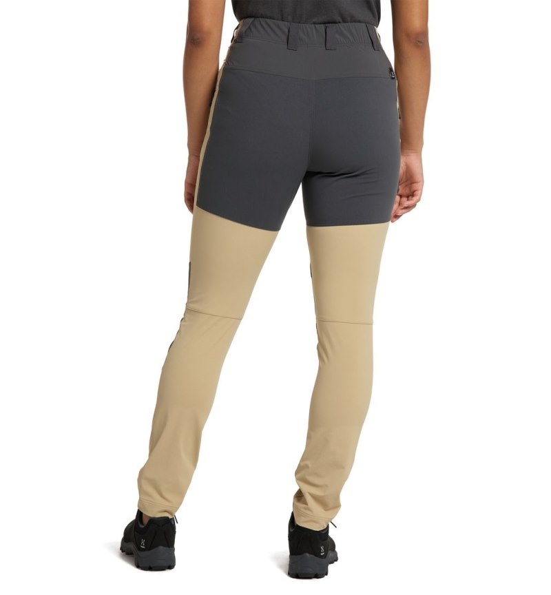 Women's Haglöfs Mid Slim Pant Hiking Trousers Beige / Magnetite Canada | IZ31-427