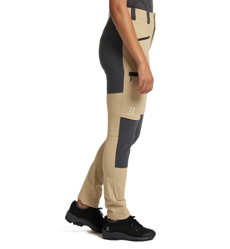 Women's Haglöfs Mid Slim Pant Hiking Trousers Beige / Magnetite Canada | IZ31-427