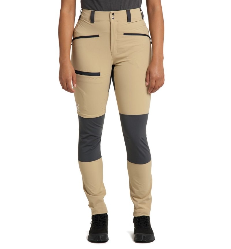 Women\'s Haglöfs Mid Slim Pant Hiking Trousers Beige / Magnetite Canada | IZ31-427