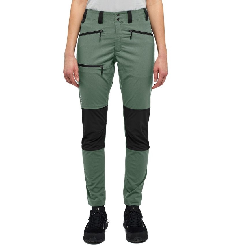 Women's Haglöfs Mid Slim Pant Hiking Trousers Green / Black Canada | CF82-489