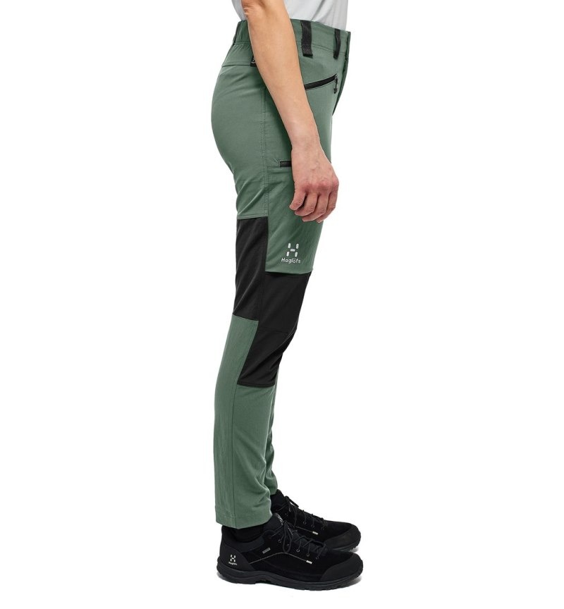 Women's Haglöfs Mid Slim Pant Hiking Trousers Green / Black Canada | CF82-489